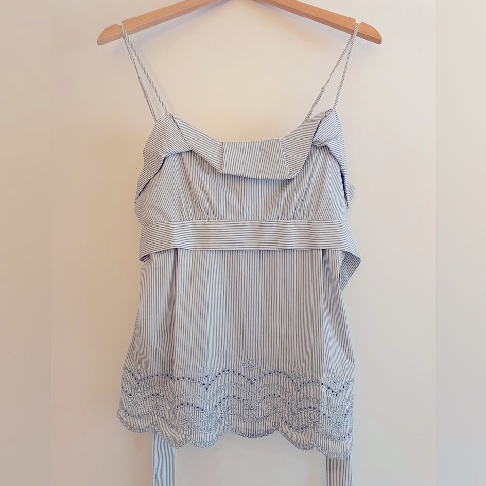 BCBGMaxAzria Striped Eyelet Top